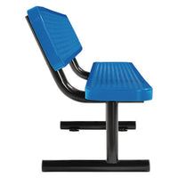 Expanded Steel Bench With Back, 72 X 24 X 33, Blue, Ships In 1-3 Business Days