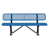 Expanded Steel Bench With Back, 72 X 24 X 33, Blue, Ships In 1-3 Business Days