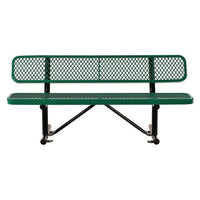 Expanded Steel Bench With Back, 72 X 24 X 33, Green, Ships In 1-3 Business Days
