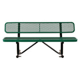 Expanded Steel Bench With Back, 72 X 24 X 33, Green, Ships In 1-3 Business Days