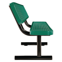 Expanded Steel Bench With Back, 72 X 24 X 33, Green, Ships In 1-3 Business Days