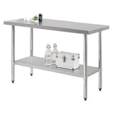 Work Table With Undershelf, Rectangular, 48 X 24 X 35, Silver Top, Silver Base/legs