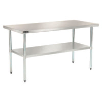 Work Table With Undershelf, Rectangular, 60 X 30 X 35, Silver Top, Silver Base/legs