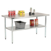 Work Table With Undershelf, Rectangular, 60 X 30 X 35, Silver Top, Silver Base/legs