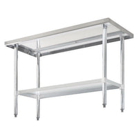 Work Table With Undershelf, Rectangular, 72 X 30 X 35, Silver Top, Silver Base/legs