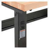 Standard Duty Butcher Block Top Adj Height Workbench, 2,000 Lbs, 48 X 30 X 30.88 - 36.88, Maple/black, Ships In 1-3 Bus. Days