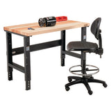 Standard Duty Butcher Block Top Adj Height Workbench, 2,000 Lbs, 48 X 30 X 30.88 - 36.88, Maple/black, Ships In 1-3 Bus. Days