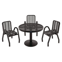 Outdoor Dining Set, Round, 36" Dia X 29"h, Black Top, Black Base/legs, Ships In 1-3 Business Days