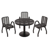 Outdoor Dining Set, Round, 36" Dia X 29"h, Black Top, Black Base/legs, Ships In 1-3 Business Days
