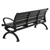 Aluminum Bench With Back, 73 X 22.75 X 30.75, Black, Ships In 1-3 Business Days