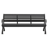 Aluminum Bench With Back, 73 X 22.75 X 30.75, Black, Ships In 1-3 Business Days