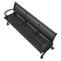 Aluminum Bench With Back, 73 X 22.75 X 30.75, Black, Ships In 1-3 Business Days