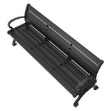 Aluminum Bench With Back, 73 X 22.75 X 30.75, Black, Ships In 1-3 Business Days
