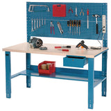 Complete Industrial Workbench, 800 Lbs, 60 X 30 X 57.5 To 62.5, Blue, Ships In 1-3 Business Days