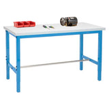 Adjustable Height Heavy Duty Workbenches, 5,000 Lbs, 48 X 36 X 31.63 To 43.63, White/blue, Ships In 1-3 Business Days