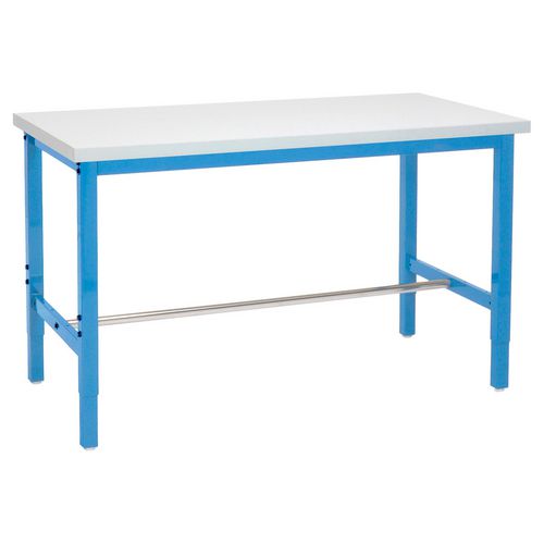 Adjustable Height Heavy Duty Workbenches, 5,000 Lbs, 72 X 30 X 31.63 To 43.63, White/blue, Ships In 1-3 Business Days