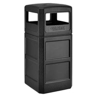 Square Plastic Waste Receptacle, Dome Lid With Open Sides, 42 Gal, Black, Ships In 1-3 Business Days