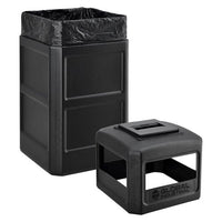 Square Plastic Waste Receptacle, Ashtray Lid With Open Sides, 42 Gal, Black