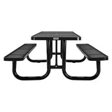 Perforated Steel Picnic Table, Rectangular, 72 X 62 X 29.5, Black Top, Black Base/legs