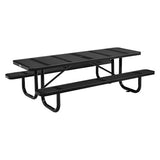Perforated Steel Picnic Table, Rectangular, 72 X 62 X 29.5, Black Top, Black Base/legs