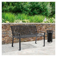 Steel Slat Benches With Back, 48 X 27 X 31, Black