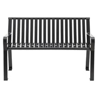 Steel Slat Benches With Back, 48 X 27 X 31, Black