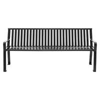 Steel Slat Benches With Back, 72 X 26 X 31, Black