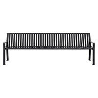 Steel Slat Benches With Back, 96 X 26 X 31, Black
