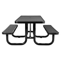 Ada Compliant Expanded Steel Picnic Table, Rectangular, 96 X 60 X 29.5, Black Top And Base