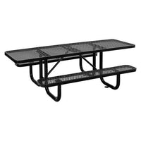 Ada Compliant Expanded Steel Picnic Table, Rectangular, 96 X 60 X 29.5, Black Top And Base