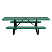 Ada Compliant Expanded Steel Picnic Table, Rectangular, 96 X 60 X 21.5, Green Top And Base, Ships In 1-3 Business Days