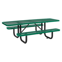 Ada Compliant Expanded Steel Picnic Table, Rectangular, 96 X 60 X 21.5, Green Top And Base, Ships In 1-3 Business Days