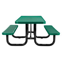 Ada Compliant Expanded Steel Picnic Table, Rectangular, 96 X 60 X 21.5, Green Top And Base, Ships In 1-3 Business Days