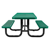 Ada Compliant Expanded Steel Picnic Table, Rectangular, 96 X 60 X 21.5, Green Top And Base, Ships In 1-3 Business Days