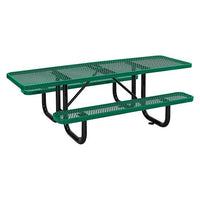 Ada Compliant Expanded Steel Picnic Table, Rectangular, 96 X 60 X 21.5, Green Top And Base, Ships In 1-3 Business Days