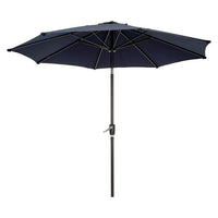 Outdoor Umbrella With Tilt Mechanism, 102" Span, 94" Long, Navy Blue Canopy, Black Handle, Ships In 1-3 Business Days
