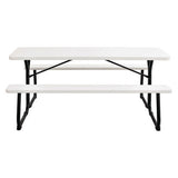 Blow-molded Plastic Picnic Table, Rectangular, 72 X 60 X 30, White Top, White Base/legs
