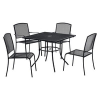 Interion Mesh Cafe Table And Chair Sets, Square, 36 X 36 X 29, Black Top, Black Base/legs, Ships In 1-3 Business Days