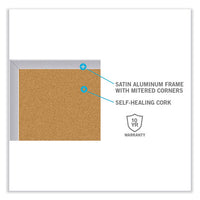 Aluminum-frame Natural Corkboard, 96.5 X 48.5, Tan Surface, Satin Aluminum Frame, Ships In 7-10 Business Days