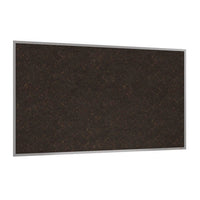 Natural Cork Bulletin Board With Aluminum Frame, 87.91" X 48.5", Chocolate Surface, Satin Aluminum Frame