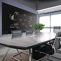 Aria Low-profile Frameless Magnetic Glassboard, 96" X 48", Black Surface