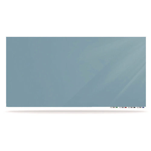 Aria Low-profile Frameless Magnetic Glassboard, 96" X 48", Denim Blue Surface