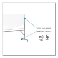 Reversible Magnetic Porcelain Whiteboard With Satin Aluminum Frame And Stand, 36 X 48, White Surface, Ships In 7-10 Bus Days