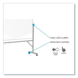Reversible Magnetic Porcelain Whiteboard With Satin Aluminum Frame And Stand, 36 X 48, White Surface, Ships In 7-10 Bus Days