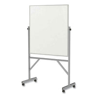 Reversible Magnetic Porcelain Whiteboard With Satin Aluminum Frame And Stand, 36 X 48, White Surface, Ships In 7-10 Bus Days