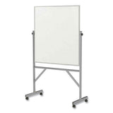 Reversible Magnetic Porcelain Whiteboard With Satin Aluminum Frame And Stand, 36 X 48, White Surface, Ships In 7-10 Bus Days