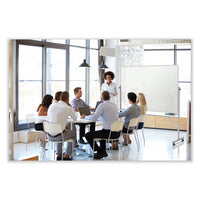 Reversible Magnetic Porcelain Whiteboard W/satin Aluminum Frame, 101.25 X 78.25, White Surface, Ships In 7-10 Business Days