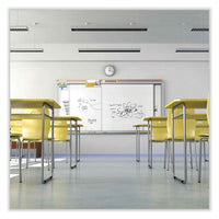 Horizontal Sliding Porcelain Magnetic Whiteboard, 120 X 48, White Surface, Satin Aluminum Frame, Ships In 7-10 Business Days