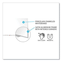 Magnetic Porcelain Whiteboard With Satin Aluminum Frame And Map Rail, 120.59 X 60.47, White Surface, Ships In 7-10 Bus Days