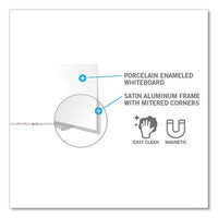 Magnetic Porcelain Whiteboard With Satin Aluminum Frame And Map Rail, 144.59 X 60.47, White Surface, Ships In 7-10 Bus Days